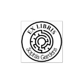 Ronde Ex Libris Labyrinth Rubberstempel (Afrduk)