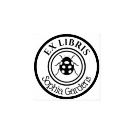 Ronde Ex Libris Ladybird Motif Rubberstempel