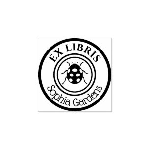 Ronde Ex Libris Ladybird Motif Rubberstempel
