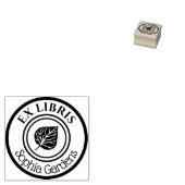 Ronde Ex Libris Leaf Motif Rubberstempel (Gestempeld)