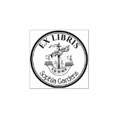 Ronde Ex Libris Lymphad Motif v2 Rubberstempel (Afrduk)