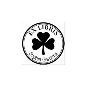 Ronde Ex Libris - Shamrock/Clover Rubber Sta Rubberstempel