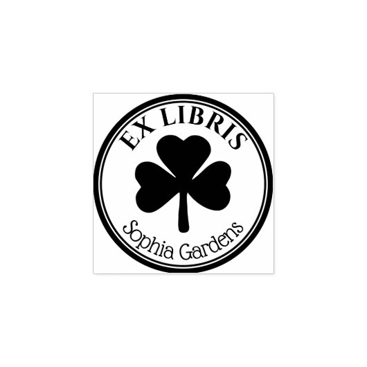 Ronde Ex Libris - Shamrock/Clover Rubber Sta Rubberstempel (Afrduk)