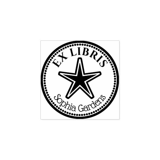 Ronde Ex Libris - Star Rubber Stamp Rubberstempel (Afrduk)