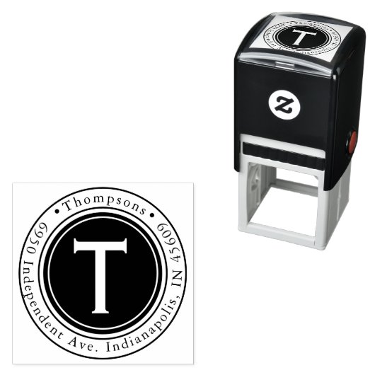 Ronde familienaam retouradres Zelfinktstempel Zelfinktende Stempel (In situ)