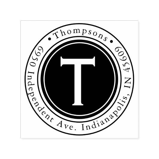 Ronde familienaam retouradres Zelfinktstempel Zelfinktende Stempel (Design)