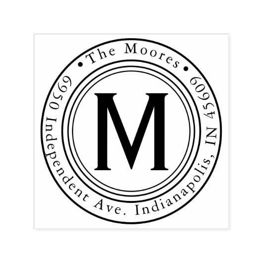 Ronde familienaam retouradres Zelfinktstempel Zelfinktende Stempel (Design)