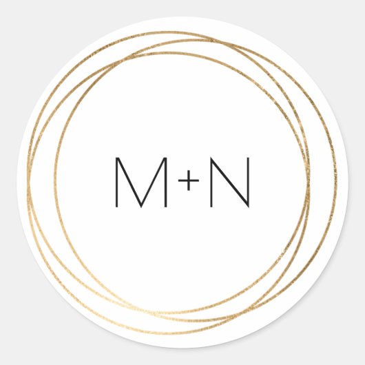 Ronde Faux Gold lijst monogram envelop afdichtinge Sticker (Voorkant)