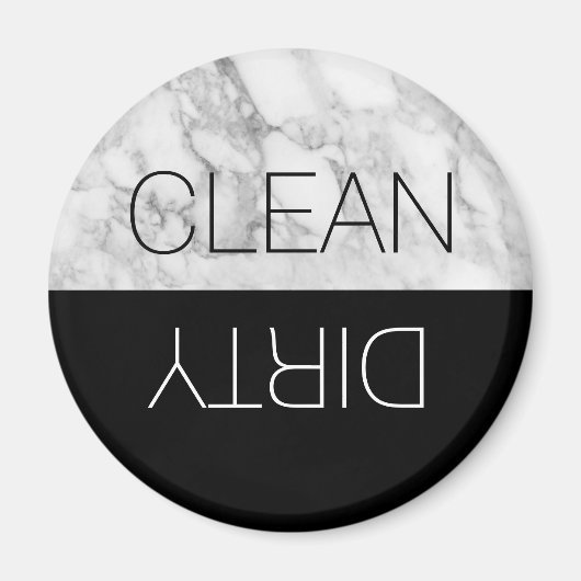 Ronde Faux Marmer Schone Vuile Vaatwasser Magneet (Voorkant)