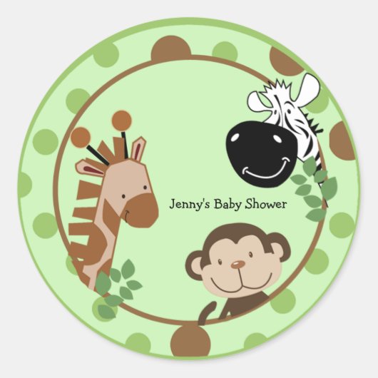 Ronde Favor Stickers - Oerwoud Adventure Animals (Voorkant)
