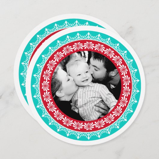 Ronde feestelijke fotokaarten feestdagenkaart (Voorkant / Achterkant)