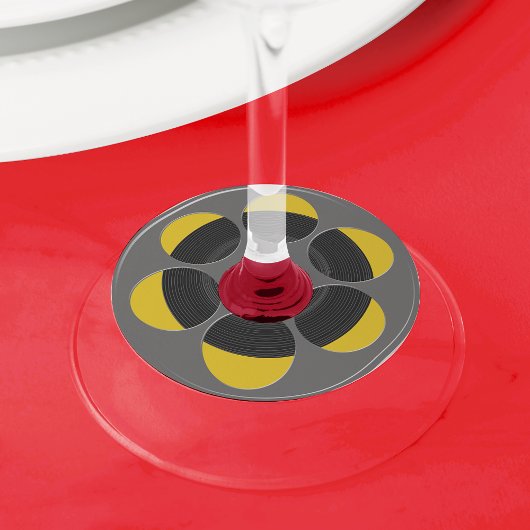 Ronde filmhaspel wijnglaslabel