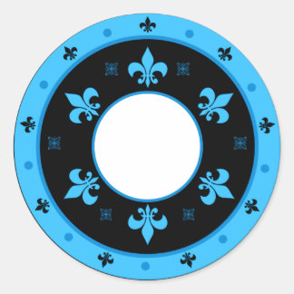 Ronde Fleur de Lis Stickers BLAUW & ZWART
