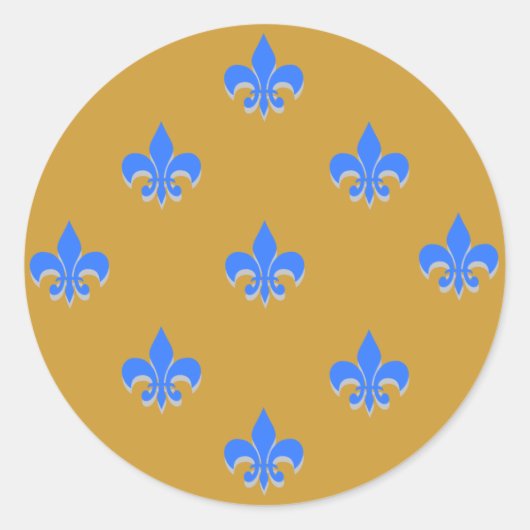Ronde Fleur de Lis Stickers Brilliant BLUE (Voorkant)