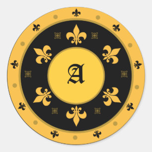 Ronde Fleur de Lis Stickers met Tekst