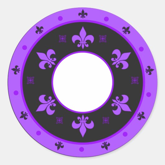 Ronde Fleur de Lis Stickers PAARSE (Voorkant)