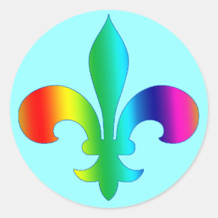 Ronde Fleur de Lis Stickers REGENBOOG KLEUREN