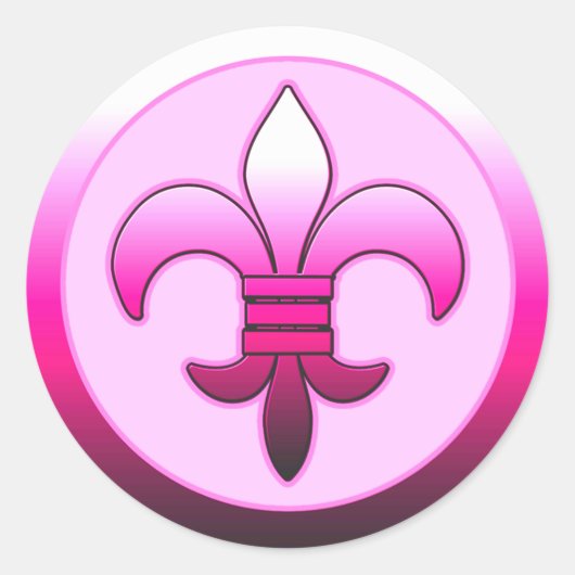 Ronde Fleur de Lis Stickers ROZE (Voorkant)