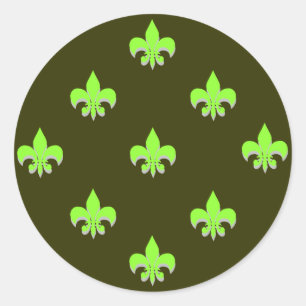 Ronde Fleur de Lis Stickers ZUUR GROEN