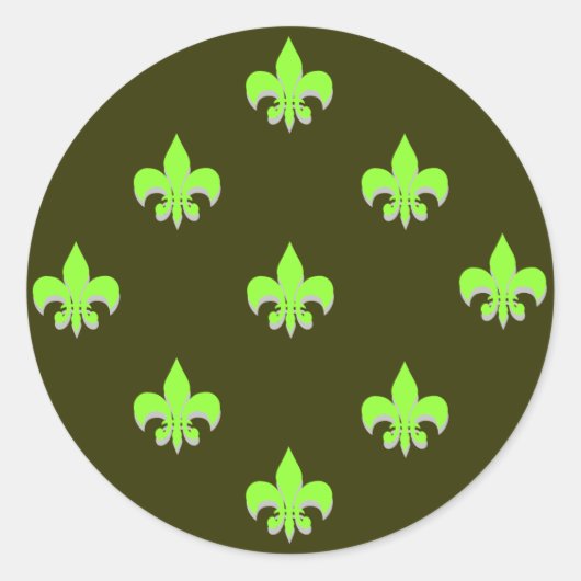 Ronde Fleur de Lis Stickers ZUUR GROEN (Voorkant)