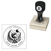 Ronde Floral maan ex libris stempel (Gestempeld)