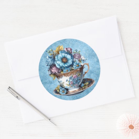 Ronde Floral Teacup Sticker (Envelop)