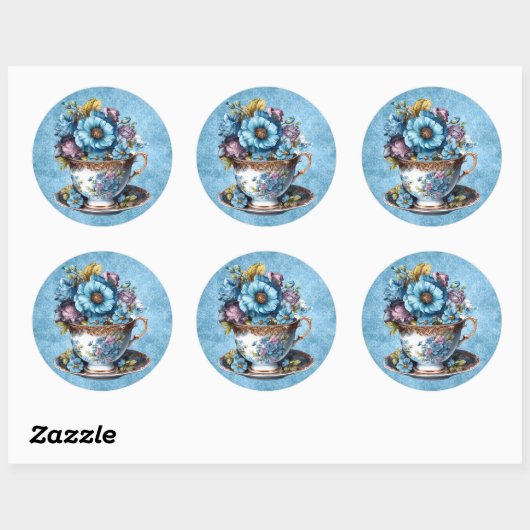 Ronde Floral Teacup Sticker (Vel)