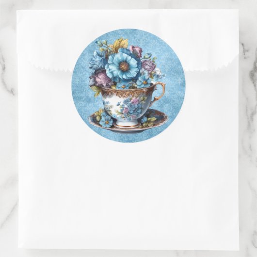 Ronde Floral Teacup Sticker (Tas)