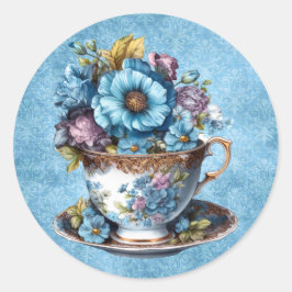 Ronde Floral Teacup Sticker