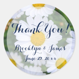 Ronde Floral Wedding Stickers White Daisy