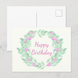 Ronde florale lijst Happy Birthday. Feestdagenkaart