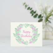 Ronde florale lijst Happy Birthday. Feestdagenkaart (Staand voorkant)