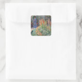 Ronde Flower Bed (1876) Claude Monet floral art Vierkante Sticker (Tas)