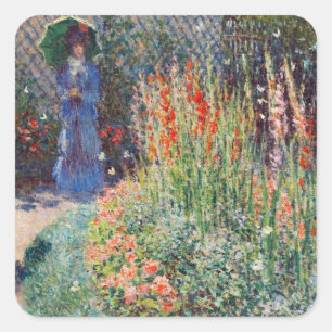 Ronde Flower Bed (1876) Claude Monet floral art Vierkante Sticker