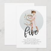 Ronde Foto 5 Birthday Uitnodiging (Voorkant / Achterkant)