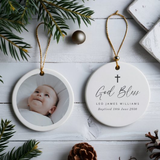 Ronde foto als doopgeschenk  keramisch ornament