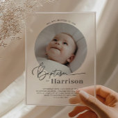 Ronde foto Baptism-uitnodiging Acryl Uitnodigingen