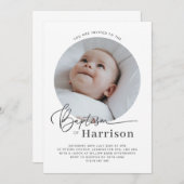 Ronde foto Baptism-uitnodiging Kaart (Voorkant / Achterkant)