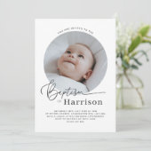 Ronde foto Baptism-uitnodiging Kaart (Staand voorkant)