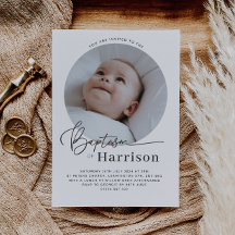 Ronde foto Baptism-uitnodiging