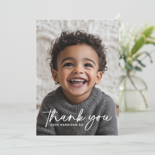 Ronde foto doop bedankkaart (Staand voorkant)