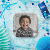 Ronde foto doop papieren bordje (Feest)