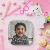 Ronde foto doop papieren bordje (Feest)