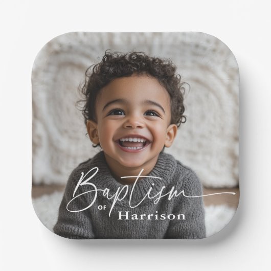 Ronde foto doop papieren bordje (Voorkant)