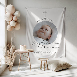 Ronde foto doop - Welkom bord Wandkleed