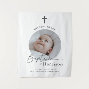 Ronde foto doop - Welkomstbord Wandkleed