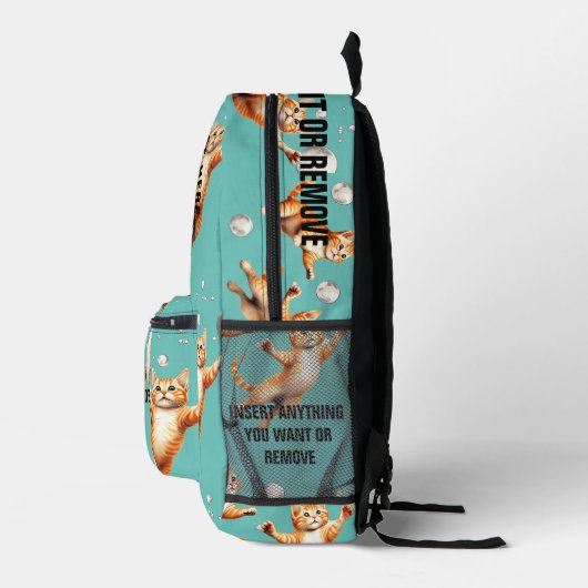 Ronde foto en tekst Katten Chasing Bubbles Bedrukte Rugzak (Rechts)