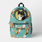 Ronde foto en tekst Katten Chasing Bubbles Bedrukte Rugzak (Voorkant)