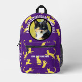 Ronde foto en tekst Paarse springkat Bedrukte Rugzak (Voorkant)