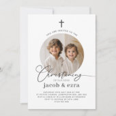 Ronde foto Gezamenlijke jongens doopuitnodiging Kaart (Voorkant)